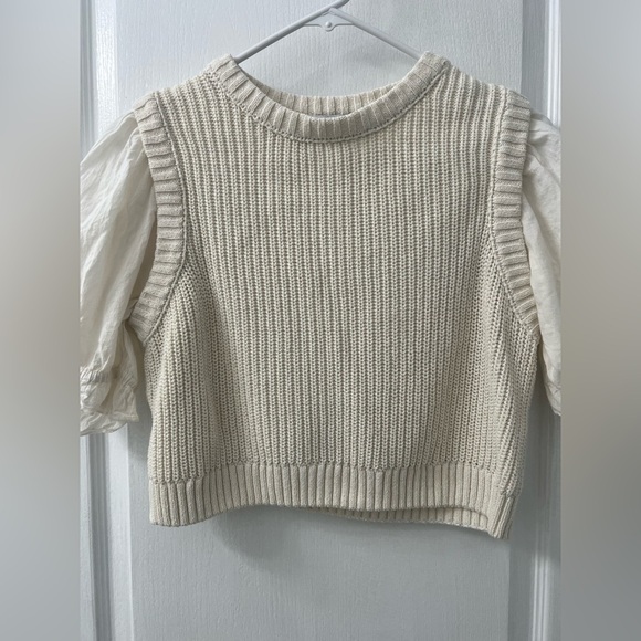 Zara Womens Knit Crochet Crop Top Blouse (Size L) - Picture 5 of 10